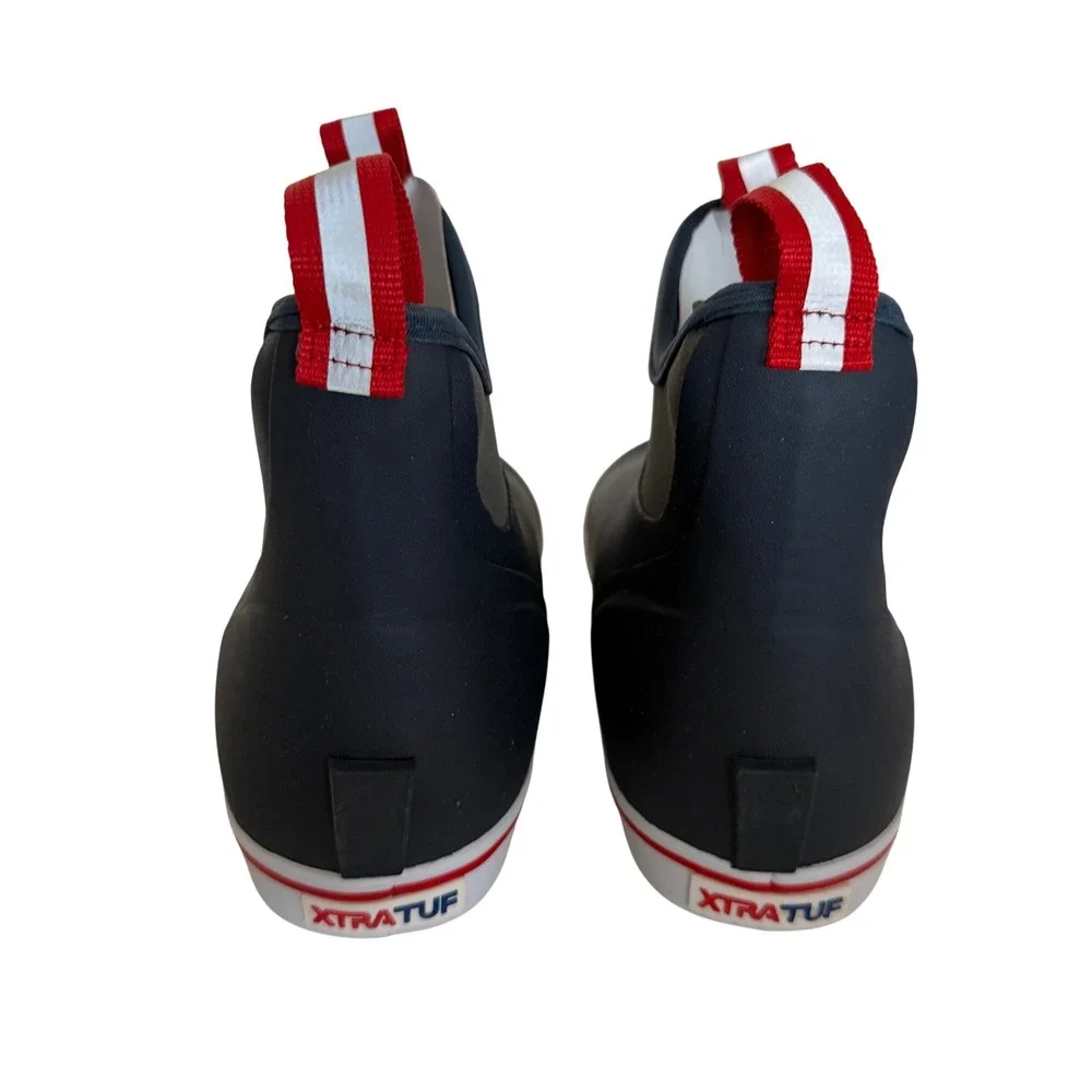 XTRATUF Ankle Deck Boot Navy Red Waterproof Fishing Boots Mens Size 9 NEW